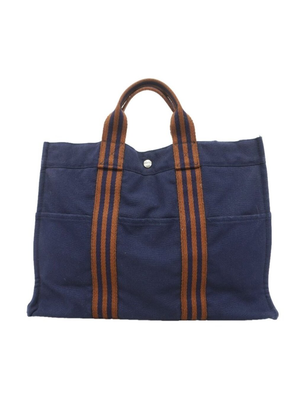 Hermes Tote Bag Fourre Tout MM Canvas Navy Silver